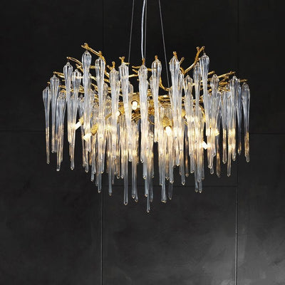 Modern Luxury Aluminum Crystal Branch Droplet 6/8/10/14/18 Light Chandeliers For Living Room