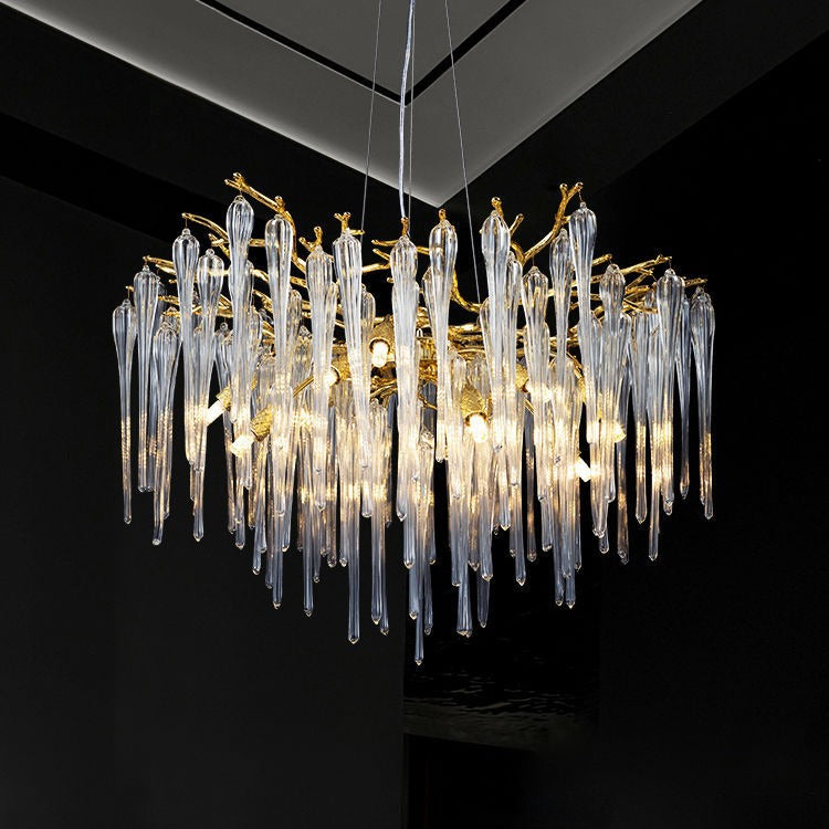 Modern Luxury Aluminum Crystal Branch Droplet 6/8/10/14/18 Light Chandeliers For Living Room