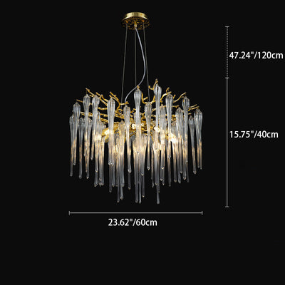 Modern Luxury Aluminum Crystal Branch Droplet 6/8/10/14/18 Light Chandeliers For Living Room