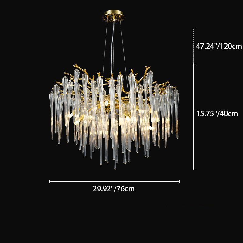 Modern Luxury Aluminum Crystal Branch Droplet 6/8/10/14/18 Light Chandeliers For Living Room