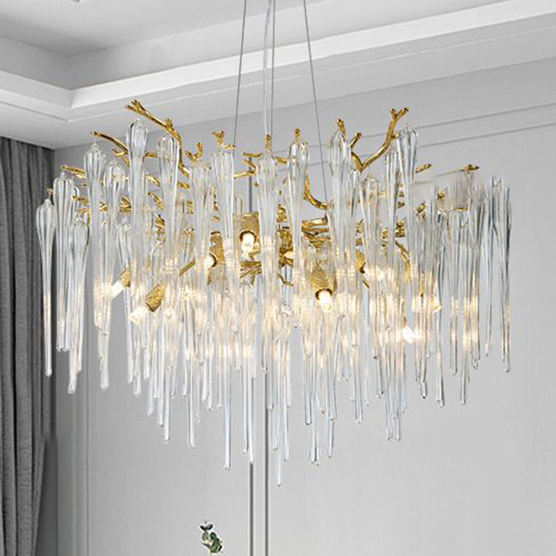 Modern Luxury Aluminum Crystal Branch Droplet 6/8/10/14/18 Light Chandeliers For Living Room