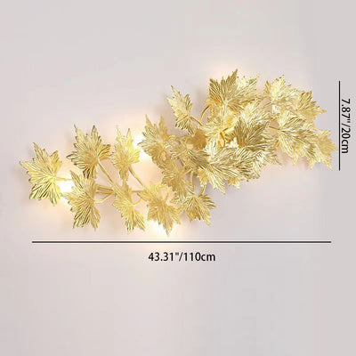 Modern Mid-century Aluminum Maple Leaf 3/4/5 Light Wall Sconce Lamp For Living Room