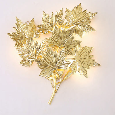 Modern Mid-century Aluminum Maple Leaf 3/4/5 Light Wall Sconce Lamp For Living Room