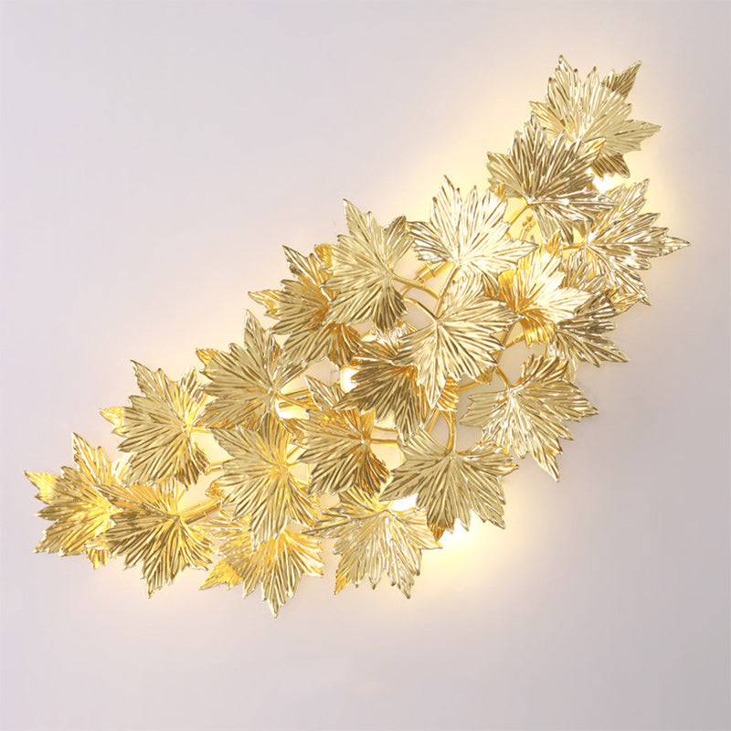 Modern Mid-century Aluminum Maple Leaf 3/4/5 Light Wall Sconce Lamp For Living Room