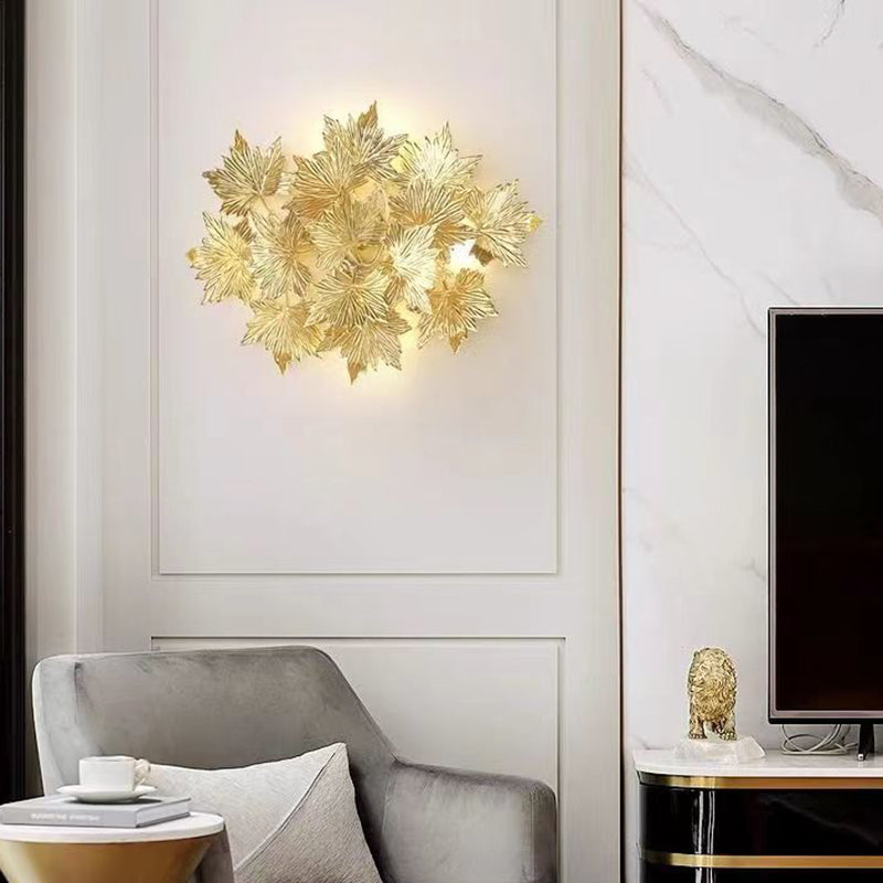 Modern Mid-century Aluminum Maple Leaf 3/4/5 Light Wall Sconce Lamp For Living Room