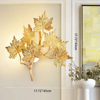 Modern Mid-century Aluminum Maple Leaf 3/4/5 Light Wall Sconce Lamp For Living Room