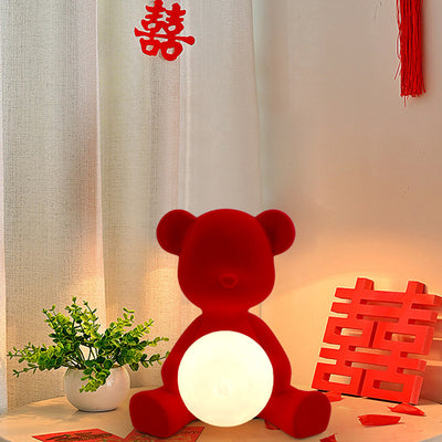 Contemporary Creative Rechargeable Acrylic Flock Bear Ball Wedding Decoration LED Table Lamp For Bedside