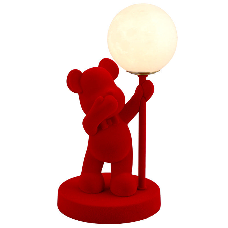 Contemporary Creative Rechargeable Acrylic Flock Bear Ball Wedding Decoration LED Table Lamp For Bedside