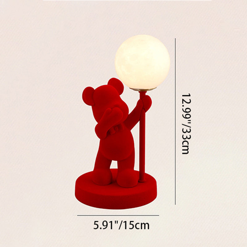 Contemporary Creative Rechargeable Acrylic Flock Bear Ball Wedding Decoration LED Table Lamp For Bedside