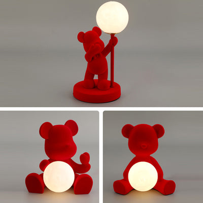 Contemporary Creative Rechargeable Acrylic Flock Bear Ball Wedding Decoration LED Table Lamp For Bedside