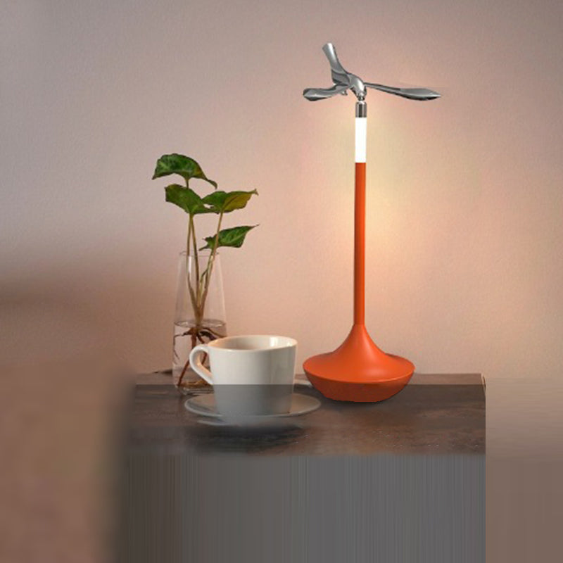 Contemporary Scandinavian Rechargeable Aluminum Acrylic Flying Bird Rotatable LED Table Lamp For Bedside