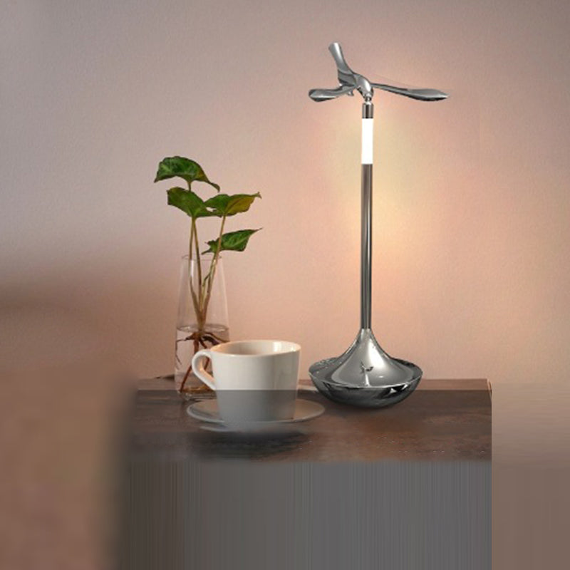 Contemporary Scandinavian Rechargeable Aluminum Acrylic Flying Bird Rotatable LED Table Lamp For Bedside