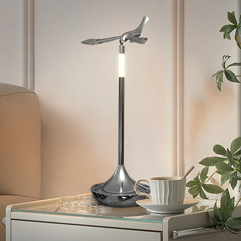 Contemporary Scandinavian Rechargeable Aluminum Acrylic Flying Bird Rotatable LED Table Lamp For Bedside