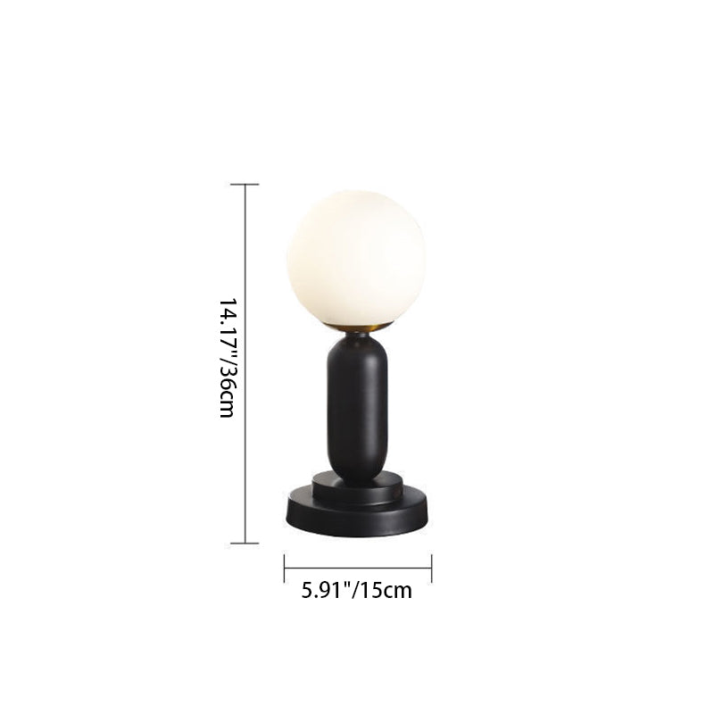 Contemporary Scandinavian Iron Glass Rattan Ball 1-Light Table Lamp For Bedside