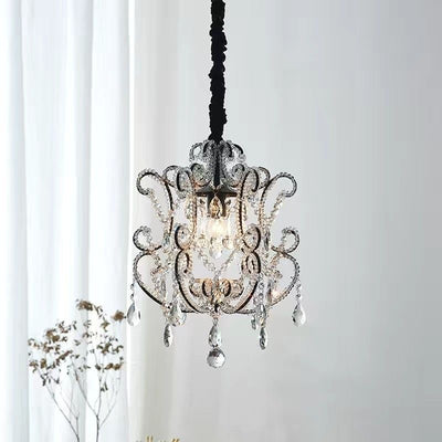 Traditional French Iron Crystal Curved 1/3 Light Chandeliers For Bedroom