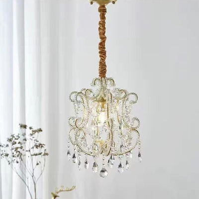 Traditional French Iron Crystal Curved 1/3 Light Chandeliers For Bedroom