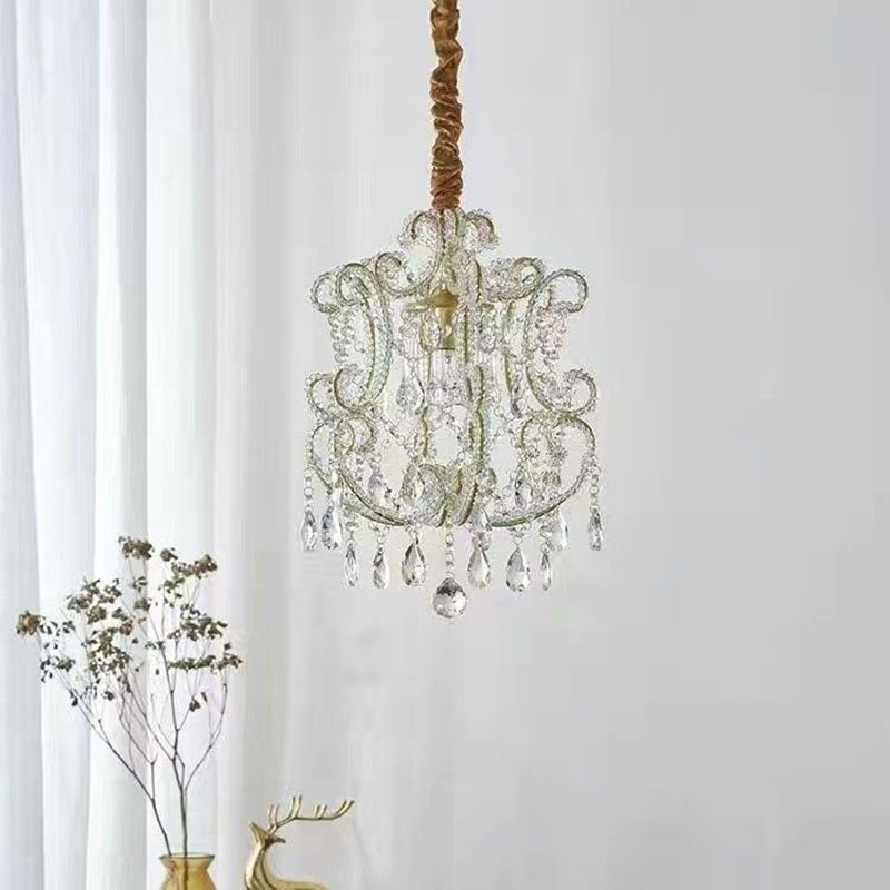 Traditional French Iron Crystal Curved 1/3 Light Chandeliers For Bedroom