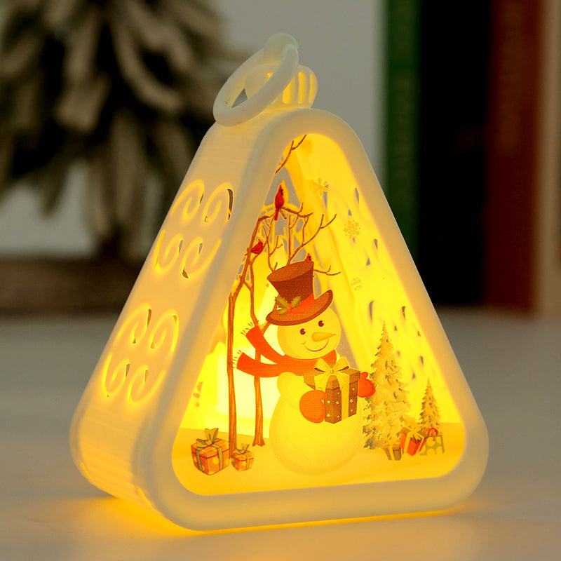 Modern Art Deco Battery Plastic Glass Triangle Santa Christmas Tree Decorative LED Table Lamp Night Light For Bedroom