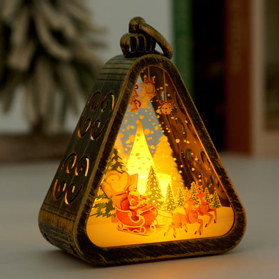 Modern Art Deco Battery Plastic Glass Triangle Santa Christmas Tree Decorative LED Table Lamp Night Light For Bedroom