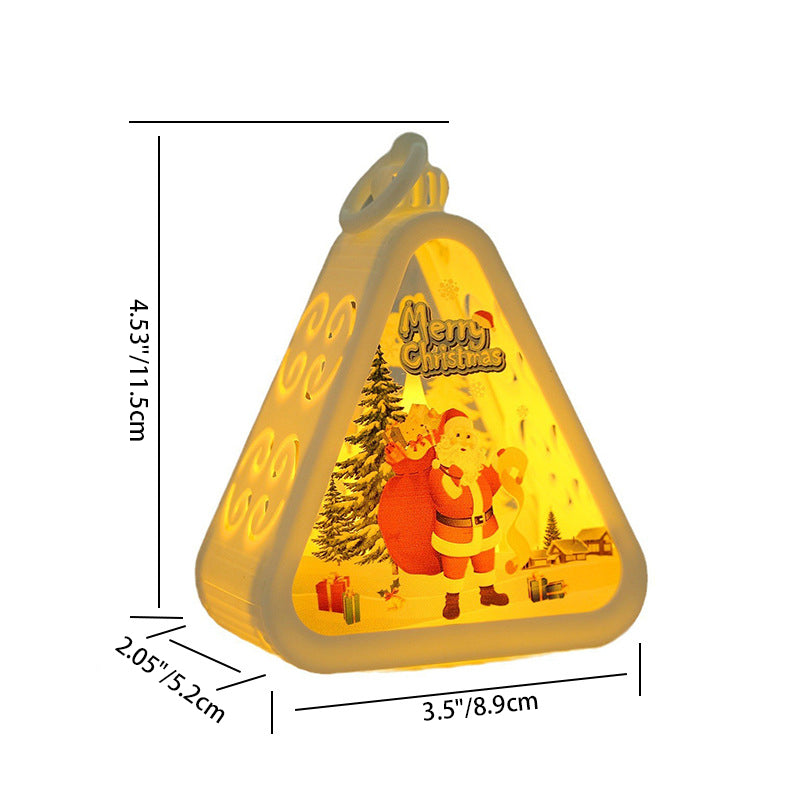 Modern Art Deco Battery Plastic Glass Triangle Santa Christmas Tree Decorative LED Table Lamp Night Light For Bedroom