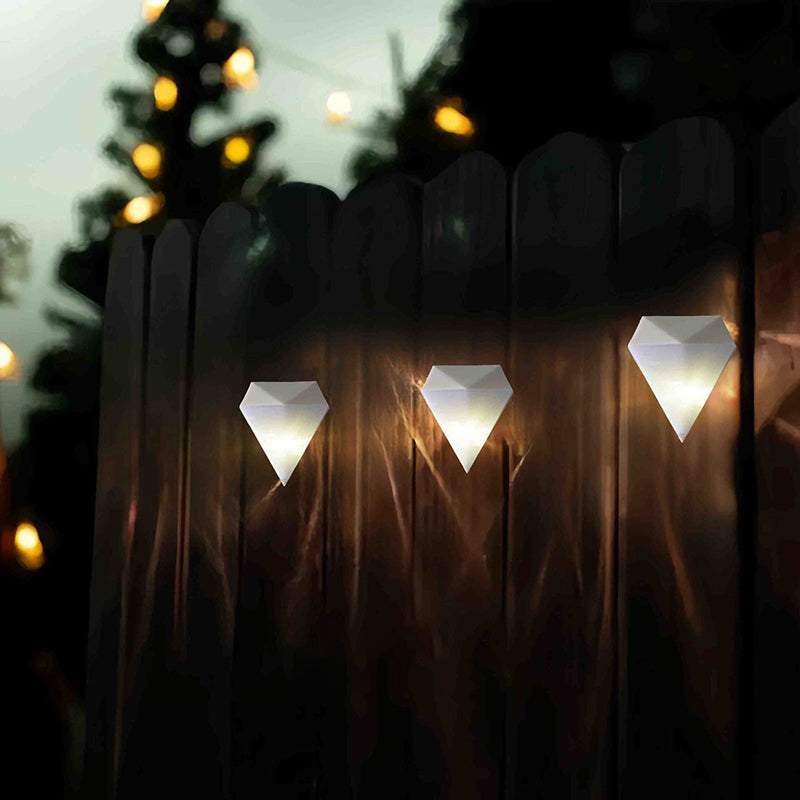 Contemporary Creative Solar Waterproof PP Diamond LED Wall Sconce Lamp For Outdoor Patio