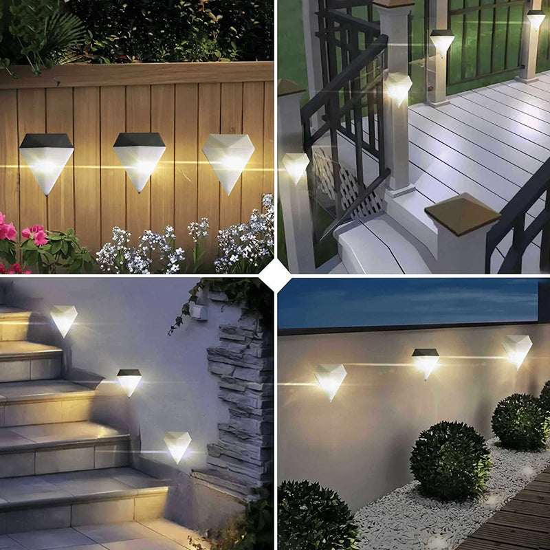 Contemporary Creative Solar Waterproof PP Diamond LED Wall Sconce Lamp For Outdoor Patio