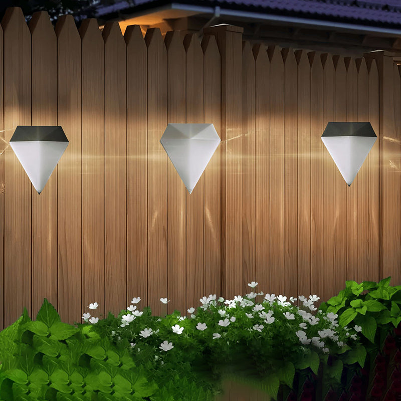 Contemporary Creative Solar Waterproof PP Diamond LED Wall Sconce Lamp For Outdoor Patio