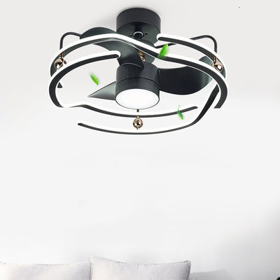 Contemporary Nordic Iron Aluminum Acrylic Round Tornado LED Downrods Ceiling Fan Light For Bedroom