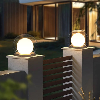 Modern Simplicity Solar Waterproof Stainless Steel PE PMMA Ball Moon 1-Light Outdoor Light For Garden