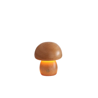 Contemporary Scandinavian Rechargeable Solid Wood Mushroom LED Table Lamp Night Light For Bedside