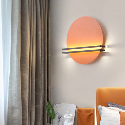 Contemporary Scandinavian Iron Aluminum Round Pinstripe LED Wall Sconce Lamp For Living Room