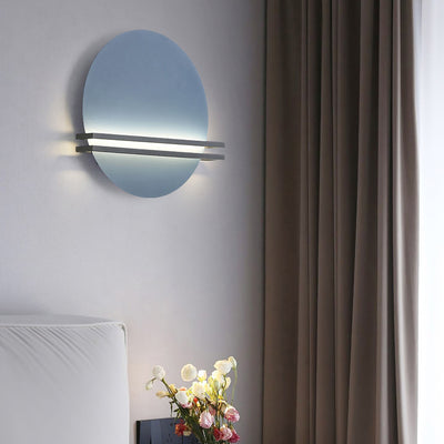 Contemporary Scandinavian Iron Aluminum Round Pinstripe LED Wall Sconce Lamp For Living Room