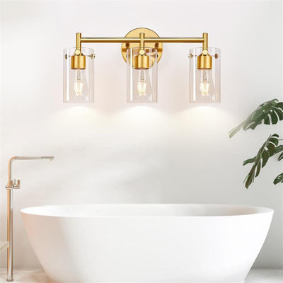 Contemporary Industrial Metal Glass Cylinder 3-Light Wall Sconce Lamp Vanity Light For Bathroom