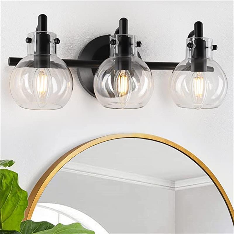 Modern Simplicity Metal Glass Ball 3-Light Wall Sconce Lamp Vanity Light For Bathroom