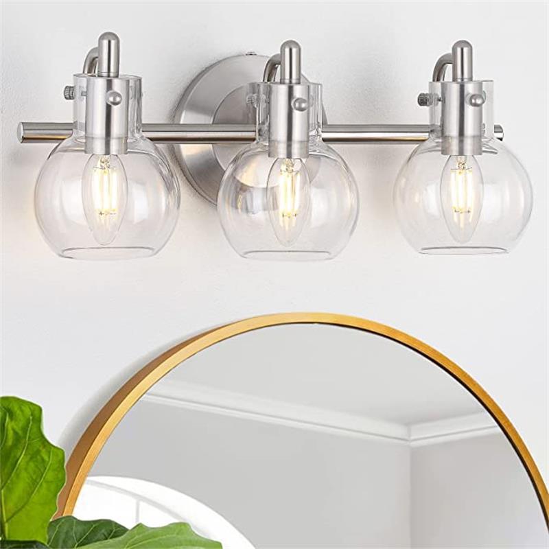 Modern Simplicity Metal Glass Ball 3-Light Wall Sconce Lamp Vanity Light For Bathroom