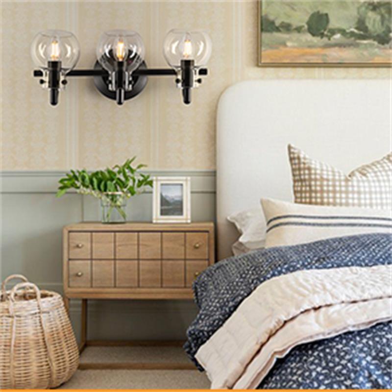 Modern Simplicity Metal Glass Ball 3-Light Wall Sconce Lamp Vanity Light For Bathroom