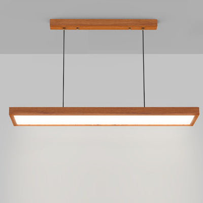 Contemporary Nordic Wood Acrylic Rectangular LED Chandeliers For Dining Room