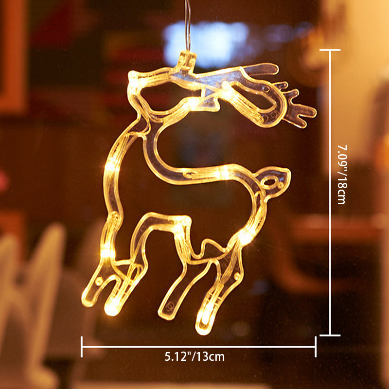 Modern Art Deco Battery PVC Christmas Tree Deer Bell Snowman Decoration LED Wall Sconce Lamp Suction Cup Light For Bedroom