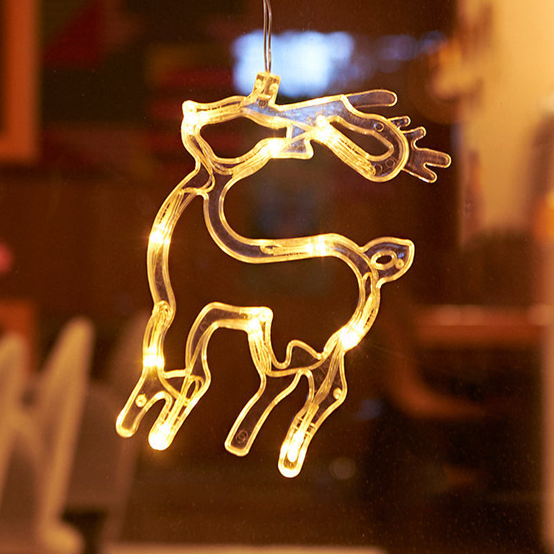 Modern Art Deco Battery PVC Christmas Tree Deer Bell Snowman Decoration LED Wall Sconce Lamp Suction Cup Light For Bedroom