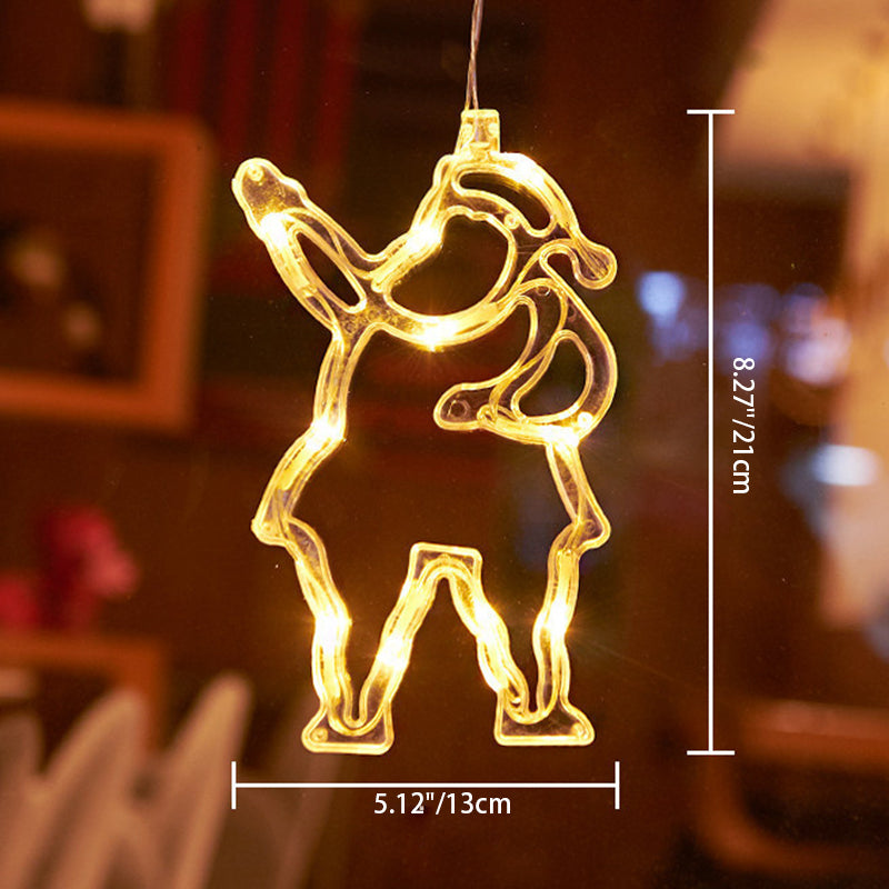 Modern Art Deco Battery PVC Christmas Tree Deer Bell Snowman Decoration LED Wall Sconce Lamp Suction Cup Light For Bedroom