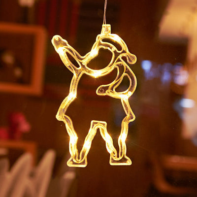 Modern Art Deco Battery PVC Christmas Tree Deer Bell Snowman Decoration LED Wall Sconce Lamp Suction Cup Light For Bedroom