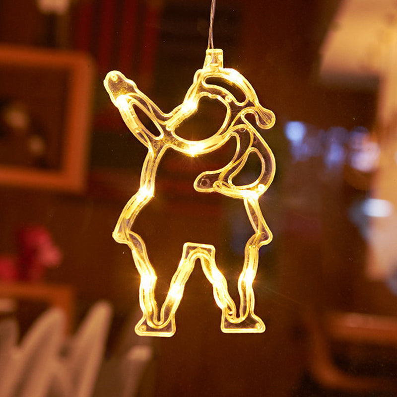 Modern Art Deco Battery PVC Christmas Tree Deer Bell Snowman Decoration LED Wall Sconce Lamp Suction Cup Light For Bedroom