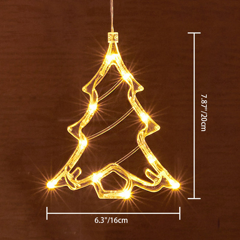 Modern Art Deco Battery PVC Christmas Tree Deer Bell Snowman Decoration LED Wall Sconce Lamp Suction Cup Light For Bedroom