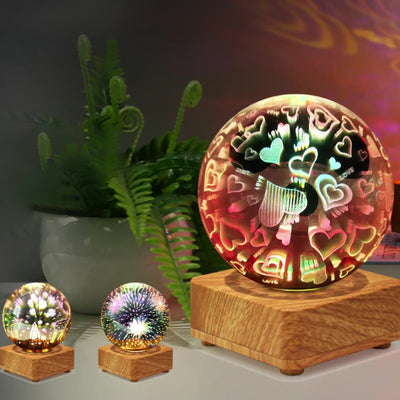 Modern Art Deco USB ABS Glass Ball Firework LED Table Lamp For Bedroom