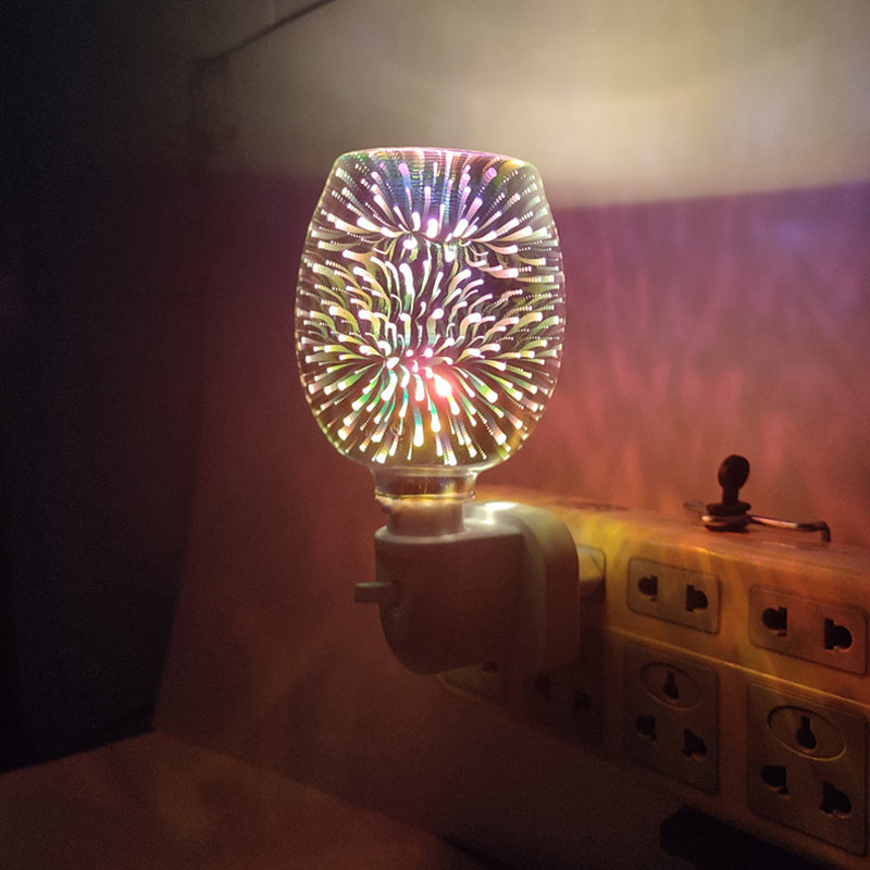 Modern Art Deco Glass PP Cylinder Firework LED Melting Wax Lighting Night Light For Bedside