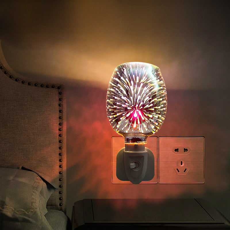 Modern Art Deco Glass PP Cylinder Firework LED Melting Wax Lighting Night Light For Bedside