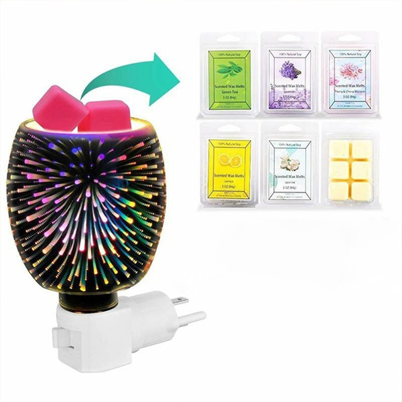 Modern Art Deco Glass PP Cylinder Firework LED Melting Wax Lighting Night Light For Bedside