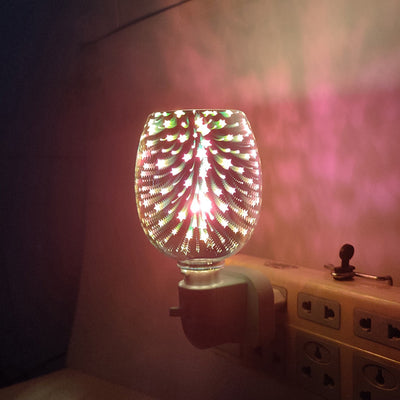 Modern Art Deco Glass PP Cylinder Firework LED Melting Wax Lighting Night Light For Bedside