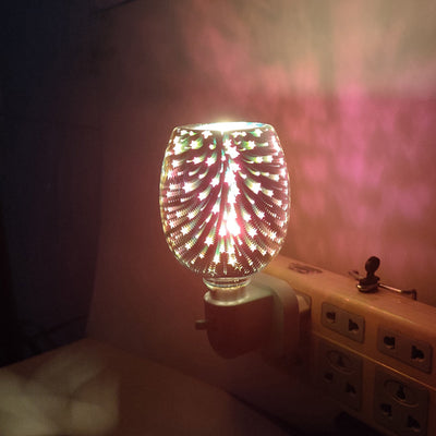 Modern Art Deco Glass PP Cylinder Firework LED Melting Wax Lighting Night Light For Bedside