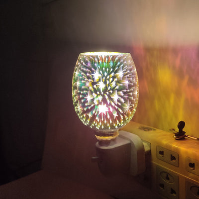 Modern Art Deco Glass PP Cylinder Firework LED Melting Wax Lighting Night Light For Bedside